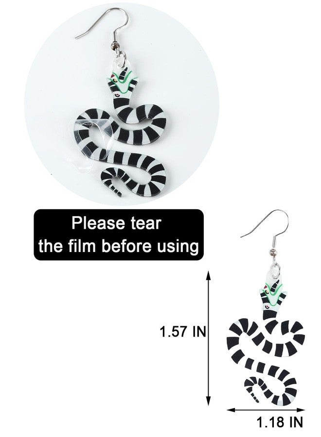 JSLOVFLO Halloween Earrings Betelgeuse Inspired Earrings for Women Fans for Women Men Fans,Skull Tombstone Coffin Sandworm Earrings Dangle Betelgeuse Merch Accessories for Party Costume Decor (Snake) - Image 2