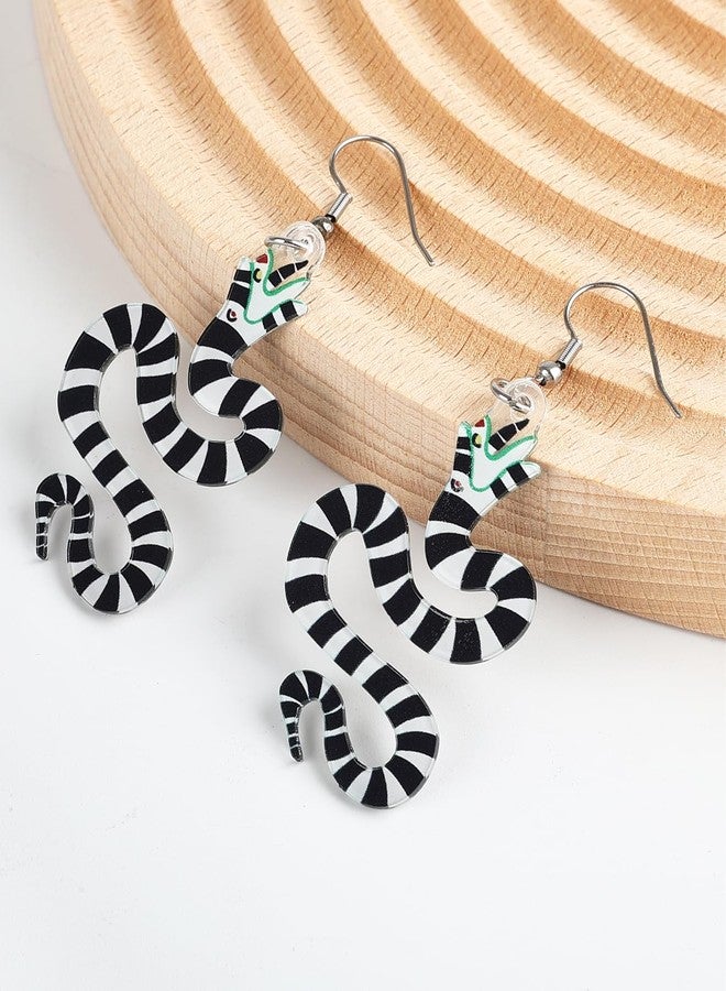 JSLOVFLO Halloween Earrings Betelgeuse Inspired Earrings for Women Fans for Women Men Fans,Skull Tombstone Coffin Sandworm Earrings Dangle Betelgeuse Merch Accessories for Party Costume Decor (Snake) - Image 3