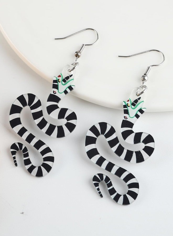 JSLOVFLO Halloween Earrings Betelgeuse Inspired Earrings for Women Fans for Women Men Fans,Skull Tombstone Coffin Sandworm Earrings Dangle Betelgeuse Merch Accessories for Party Costume Decor (Snake) - Image 4