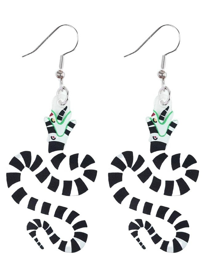 JSLOVFLO Halloween Earrings Betelgeuse Inspired Earrings for Women Fans for Women Men Fans,Skull Tombstone Coffin Sandworm Earrings Dangle Betelgeuse Merch Accessories for Party Costume Decor (Snake) - Image 1