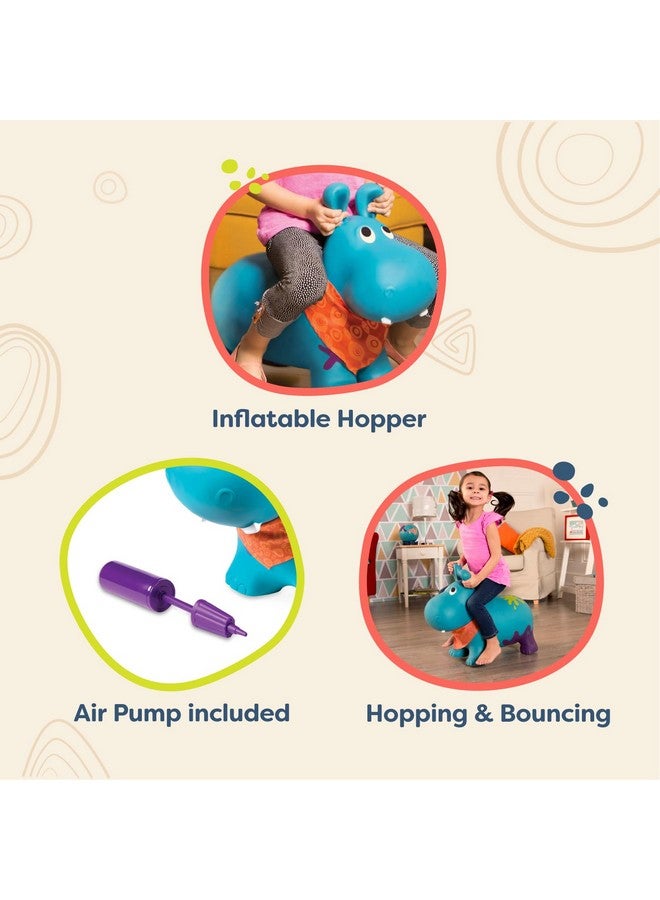 B. Toys - Bouncy Boing- Inflatable Hippo Bouncer- Ride On- Sit & Bounce -Air Pump Included - Hankypants- 18 Months + - Image 2
