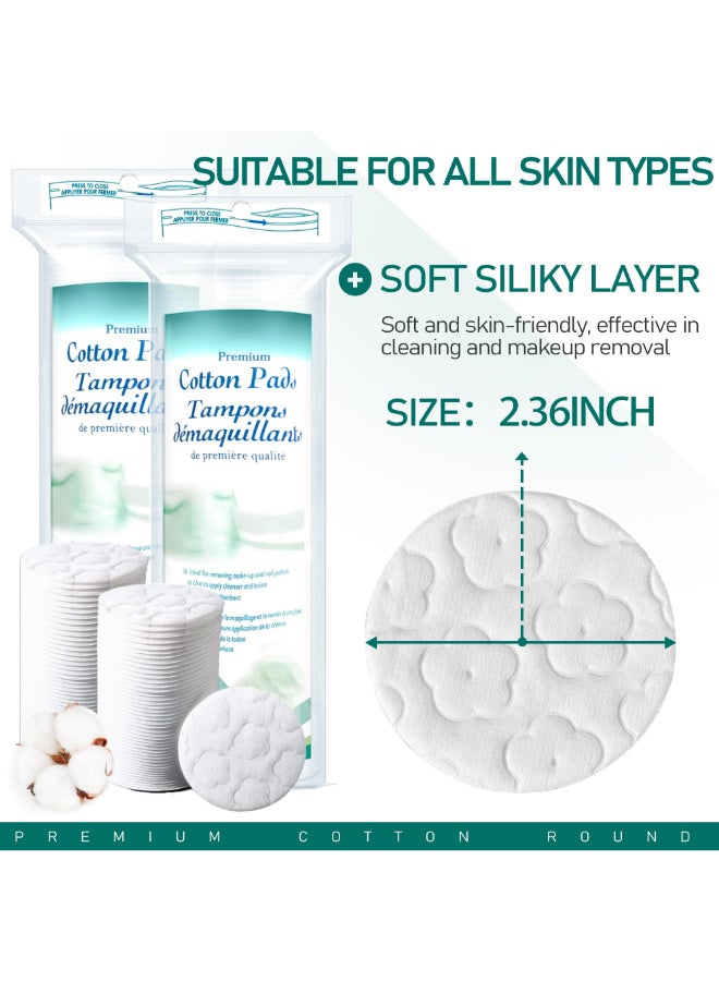 ZPCO Premium Cotton Rounds for Face 300 Count Makeup Remover Pads100 Pure Natural Facial Cleansing Round Pads for Makeup Removal Nail Polish Remover - Image 4