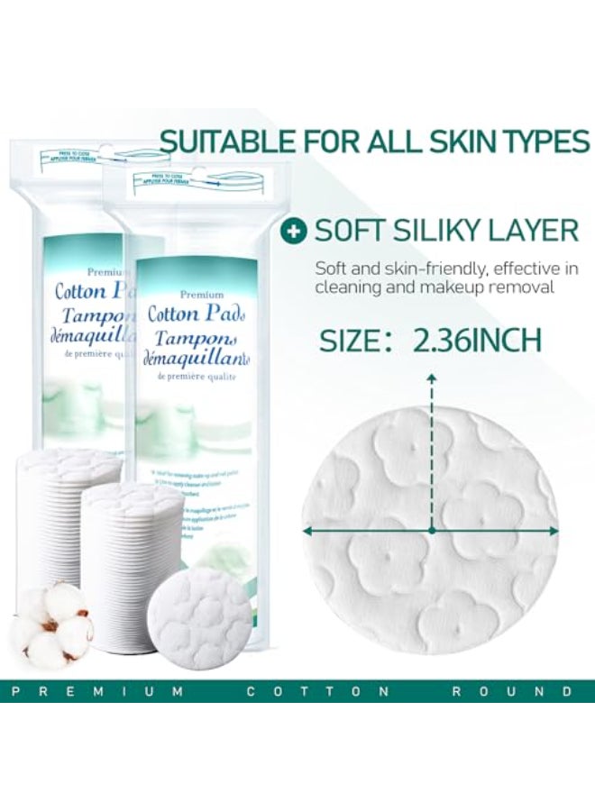 ZPCO Premium Cotton Rounds for Face 300 Count Makeup Remover Pads100 Pure Natural Facial Cleansing Round Pads for Makeup Removal Nail Polish Remover - Image 3