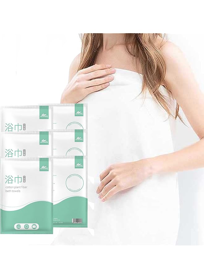 The Bros 6 عبوات من مناشف الاستحمام القابلة للاستخدام لمرة واحدة، مناشف كبيرة للاستحمام للجسم للسفر التجاري، محمولة بحجم 27.5 * 53 بوصة - Image 1