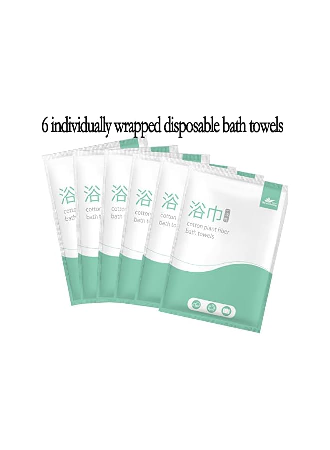 The Bros 6 عبوات من مناشف الاستحمام القابلة للاستخدام لمرة واحدة، مناشف كبيرة للاستحمام للجسم للسفر التجاري، محمولة بحجم 27.5 * 53 بوصة - Image 2