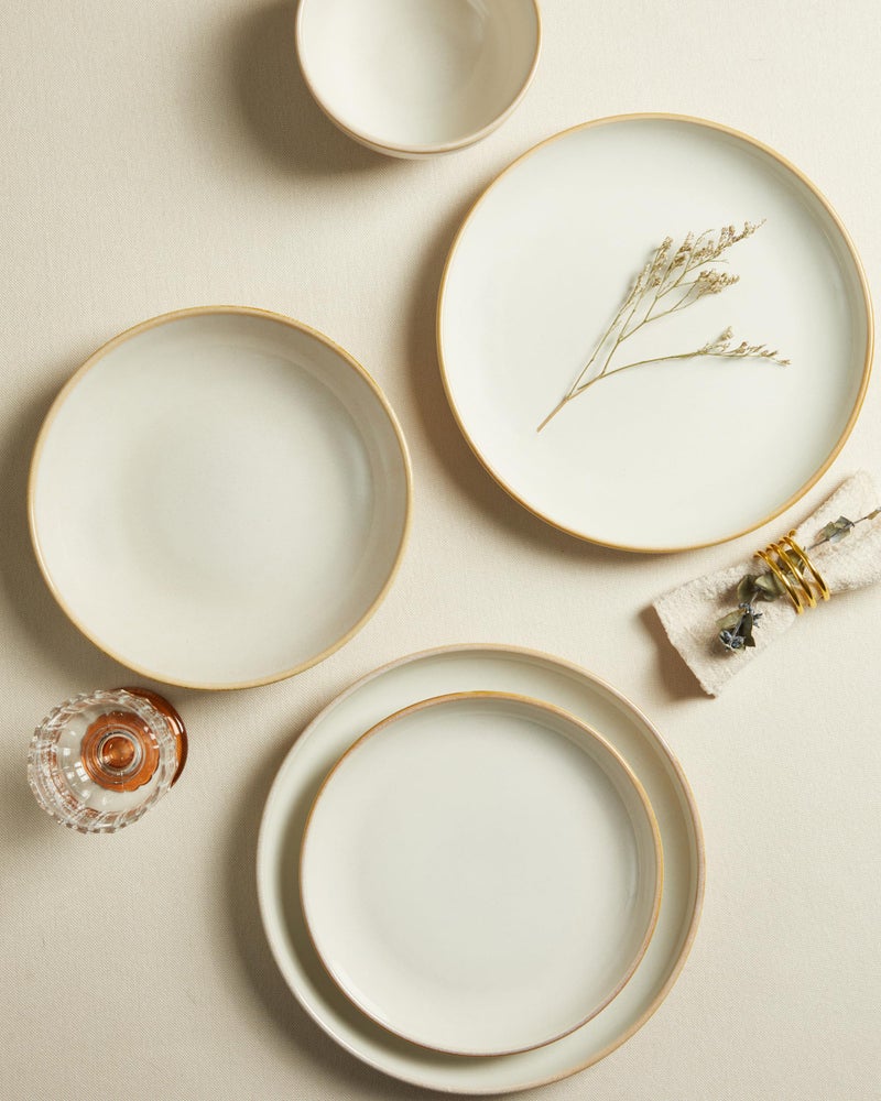 Pokini Stoneware Dinnerware Sets, Ceramic Plates and Bowls Set, Microwave & Dishwasher Safe Kitchen Dishes, Modern Dinner Salad Plates | Cereal Bowls, Dishware Sets Service for 4 Yellow White - Image 5