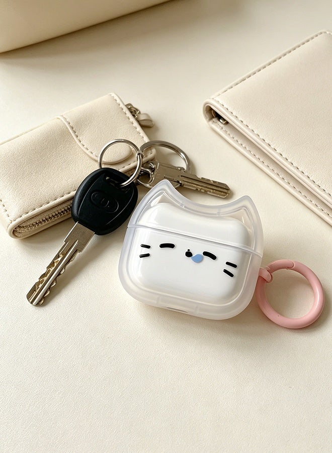SUNDAREE جراب AirPods Pro 3 (2025)، جراب سيليكون TPU ناعم بتصميم وجه قطة لطيف وجميل، غطاء حماية AirPods Pro 3 بتصميم أذن قطة، مقاوم للصدمات، متوافق مع سماعات Apple AirPods Pro من الجيل الثالث - Image 5