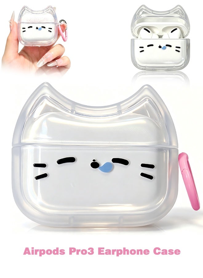 SUNDAREE جراب AirPods Pro 3 (2025)، جراب سيليكون TPU ناعم بتصميم وجه قطة لطيف وجميل، غطاء حماية AirPods Pro 3 بتصميم أذن قطة، مقاوم للصدمات، متوافق مع سماعات Apple AirPods Pro من الجيل الثالث - Image 1
