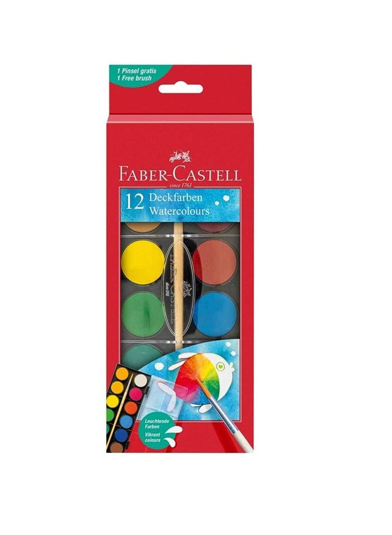 FABER-CASTELL Creativity for Kids Watercolor Cakes Set - 12 Count - Image 1