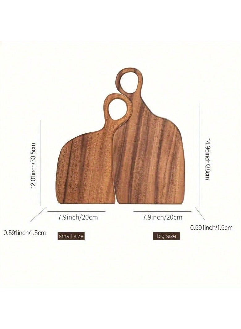 سوكاني ألواح تقطيع من خشب الأكاسيا، قطعة واحدة، بمقبض، وألواح جبن وجزارة منحوتة على الطراز الريفي، وألواح جزارة للمطبخ، وألواح فاكهة قابلة للغسل للبيع - Image 2