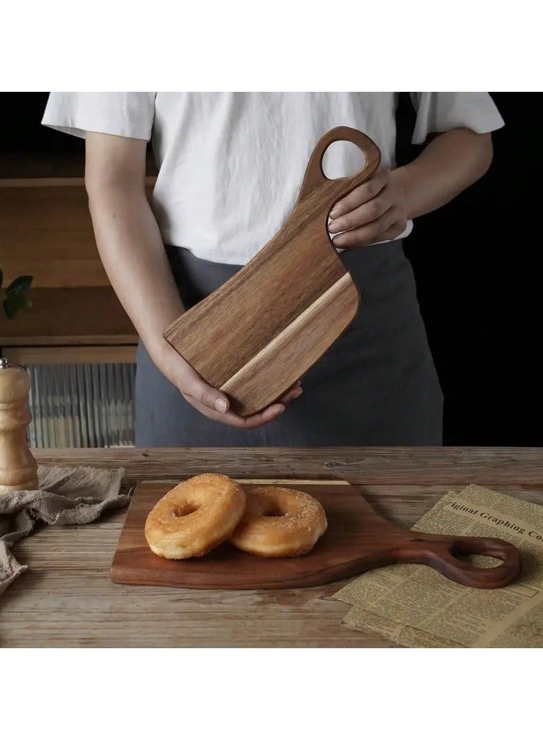 سوكاني ألواح تقطيع من خشب الأكاسيا، قطعة واحدة، بمقبض، وألواح جبن وجزارة منحوتة على الطراز الريفي، وألواح جزارة للمطبخ، وألواح فاكهة قابلة للغسل للبيع - Image 5