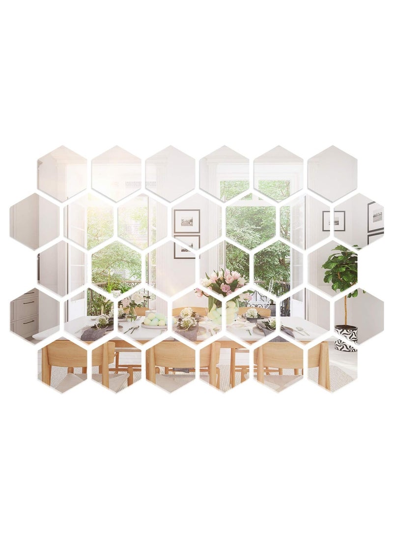 TPGP 32 Pieces Removable Acrylic Mirror Setting Wall Sticker Decal for Home Living Room Bedroom Decor ( 32 Pieces)  - Image 1