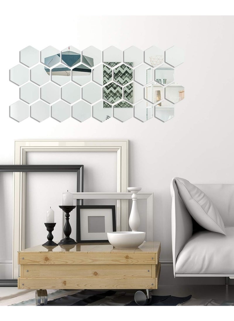 TPGP 32 Pieces Removable Acrylic Mirror Setting Wall Sticker Decal for Home Living Room Bedroom Decor ( 32 Pieces)  - Image 5