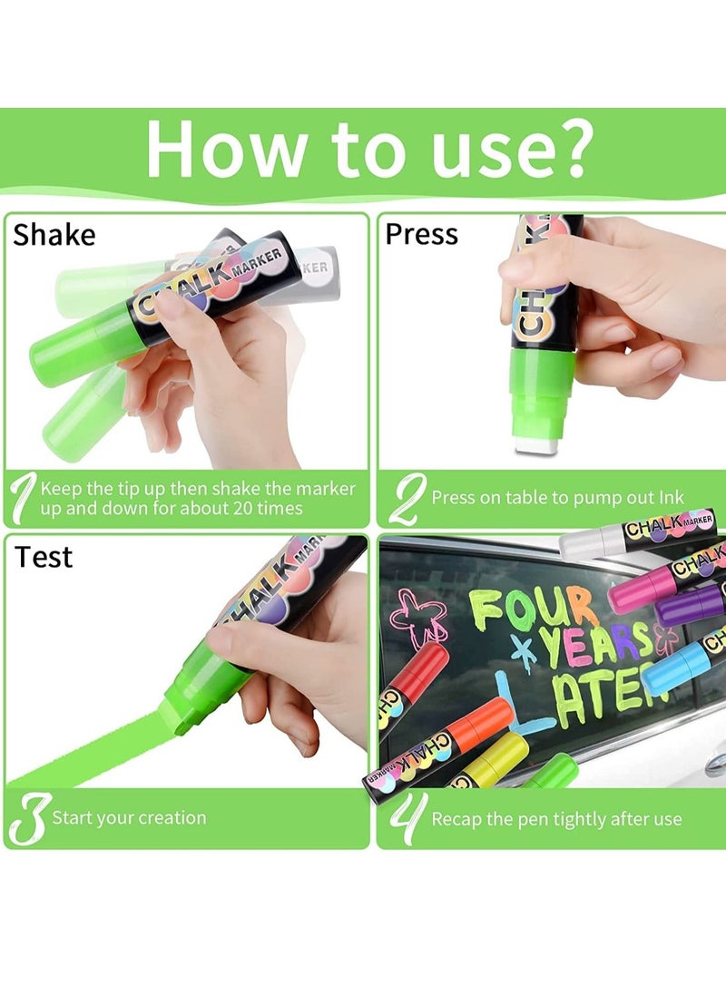 SYOSI - Jumbo Chalk Window Markers for Cars Glass Washable 8 Colors Liquid Chalk Markers Pen With 15mm Wide Tips Chalkboard Markers Window Paint Markers For Car Decoration Auto Glass Poster Business - Image 1