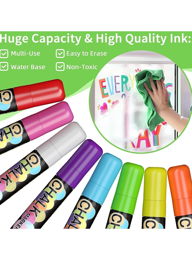 SYOSI - Jumbo Chalk Window Markers for Cars Glass Washable 8 Colors Liquid Chalk Markers Pen With 15mm Wide Tips Chalkboard Markers Window Paint Markers For Car Decoration Auto Glass Poster Business - Image 1