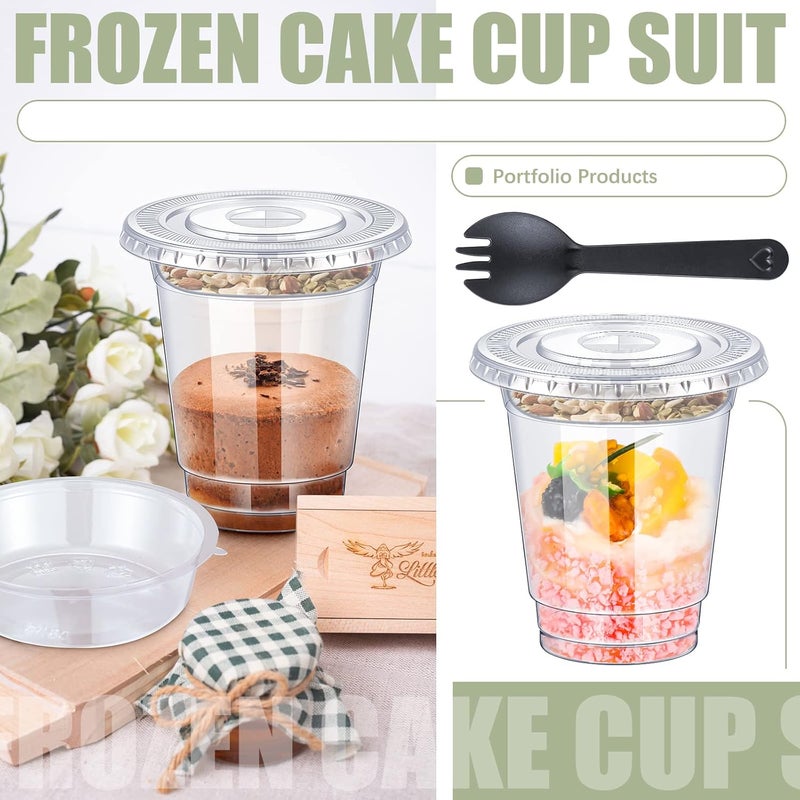 WILLBOND 100 Sets 12oz Clear Plastic Parfait Cups with Flat Lids - Insert Yogurt, Fruit, Veggie and Dip Cups with Spoons - Image 5