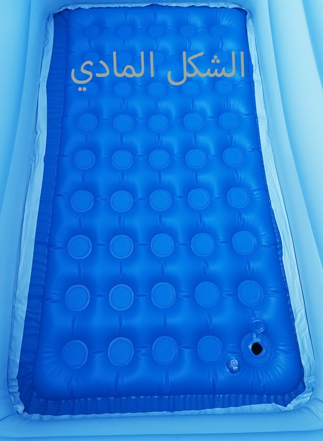 مسبح أطفال قابل للنفخ 150×90×46 سم مع قاعدة هوائية مبطنة ناعمة، مسبح عائلي مستطيل سميك بتصميم عالم البحار، للحديقة والفناء الخارجي وألعاب المياه الصيفية، مع علبة هدايا - Image 5