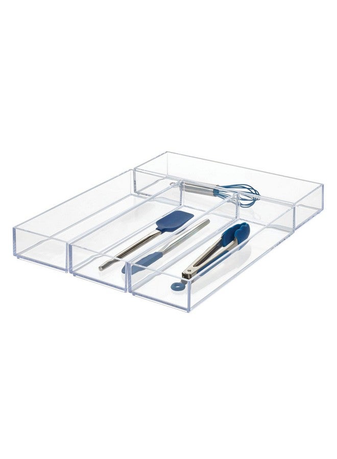 إنترديزاين أدوات ملاعق فضية لتنظيم درج المطبخ والحمام من آي ديزاين، مجموعة كبيرة مكونة من 4 قطع - Image 1