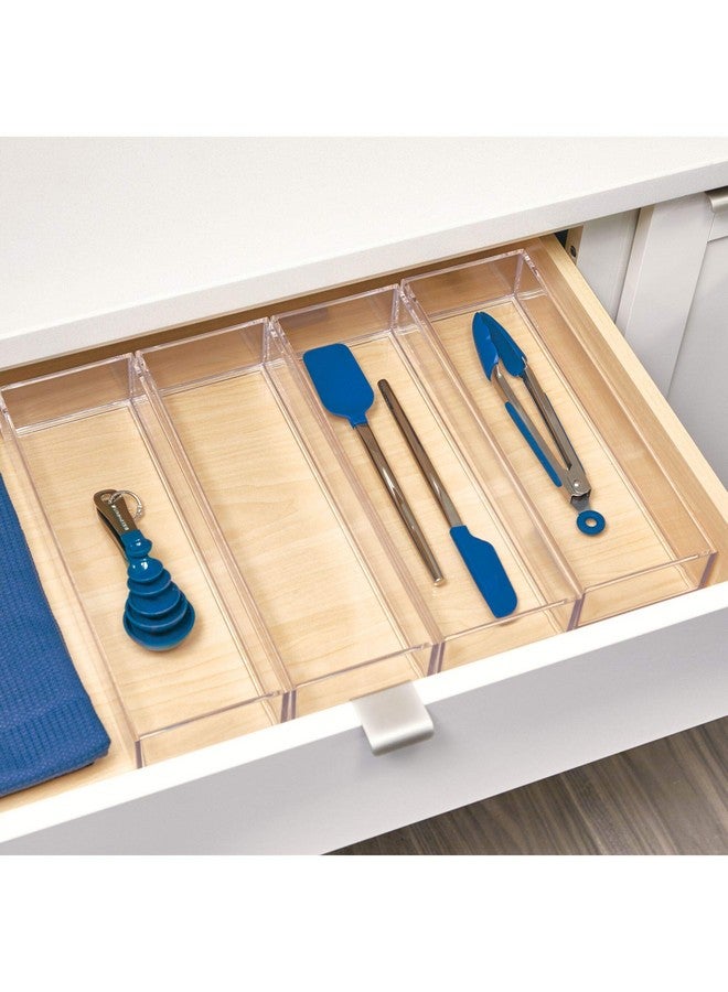 إنترديزاين أدوات ملاعق فضية لتنظيم درج المطبخ والحمام من آي ديزاين، مجموعة كبيرة مكونة من 4 قطع - Image 3