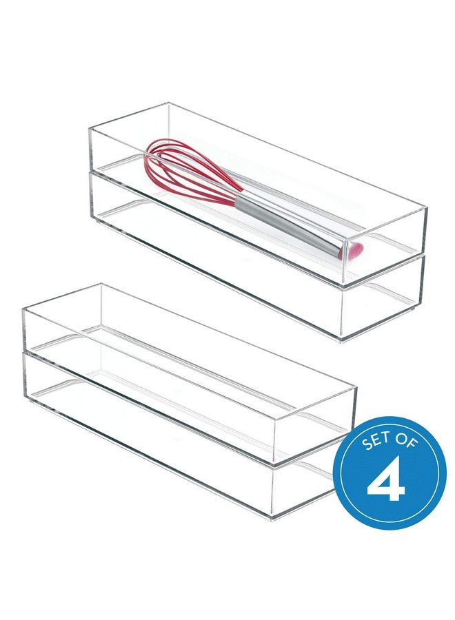 إنترديزاين أدوات ملاعق فضية لتنظيم درج المطبخ والحمام من آي ديزاين، مجموعة كبيرة مكونة من 4 قطع - Image 2