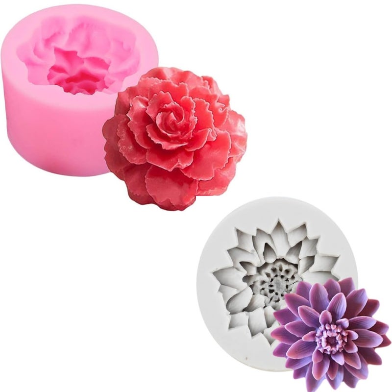 Skytail Skytail 3D Carnation Lotus Flower Silicone Moulds for Candle Waxmelts Aromatherapy Fondant Chocolate Candy Cake Decoration Cupcake Topper Gummy Jelly Cookie Muffin Sugarpaste Clay Soap Resin Molds 