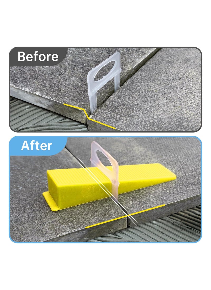 Tile Leveling System Kits 3mm with 100pcs Tile Level Wedge Spacer, 100 pcs Resuable Wedges Plus 1 Tile Leveling Pliers for Tile and Floor Tile Spacers Wall Installation
