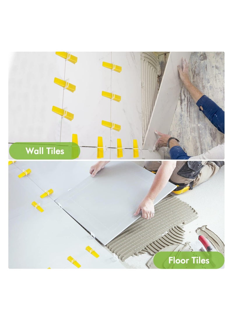 Tile Leveling System Kits 3mm with 100pcs Tile Level Wedge Spacer, 100 pcs Resuable Wedges Plus 1 Tile Leveling Pliers for Tile and Floor Tile Spacers Wall Installation