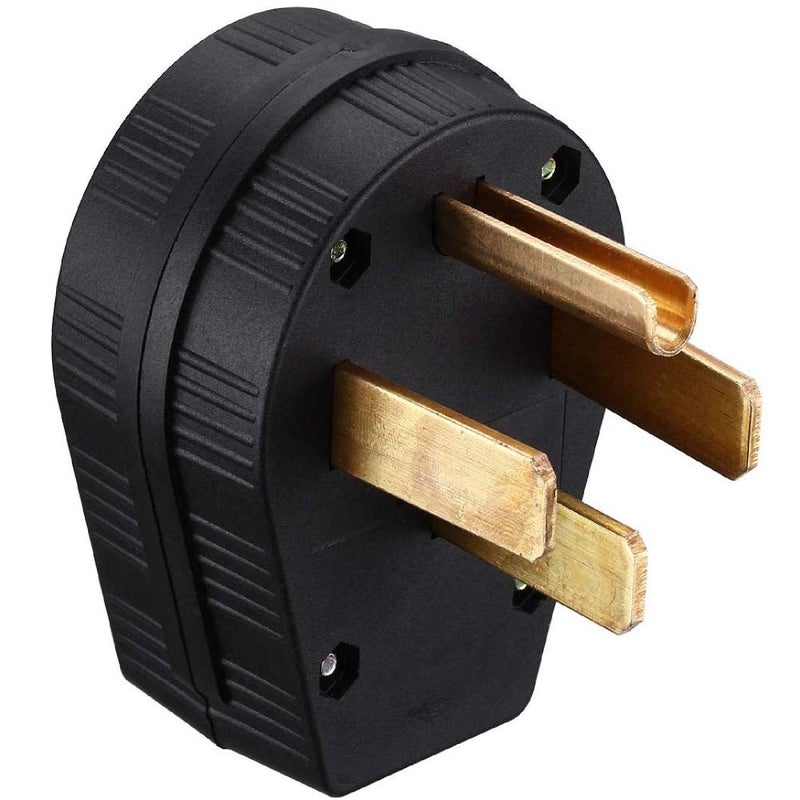 klarako Angle Plug, NEMA 14-50P Plug Three Pole Four Wire 50A 125/250V Straight Blade USA Industrial Grade Grounding 4 Prong Power Generator Dryer Plug Four Pin Replacement US Male Plug Plastic, Black - Image 1