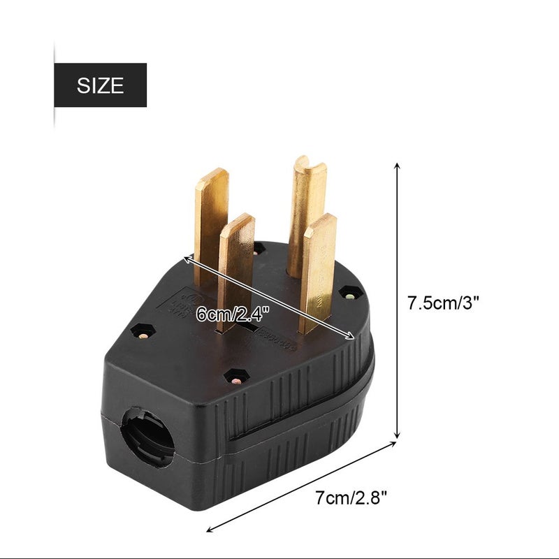 klarako Angle Plug, NEMA 14-50P Plug Three Pole Four Wire 50A 125/250V Straight Blade USA Industrial Grade Grounding 4 Prong Power Generator Dryer Plug Four Pin Replacement US Male Plug Plastic, Black - Image 3