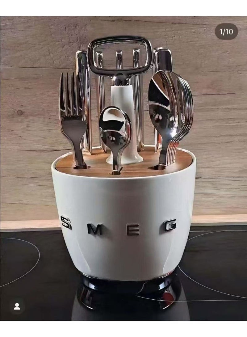 سميج خمسون من الجماليات الرجعية قاعدة حامل أدوات الطعام والسكين والشوكة والملعقة وأدوات المائدة (باستثناء السكين المصنوعة من الاستانلس ستيل) - Image 1