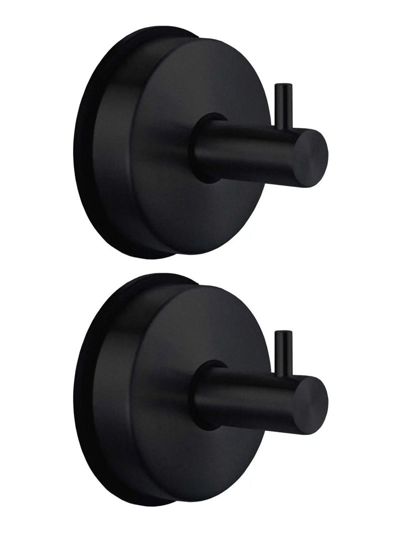 Zalcoon Vacuum Suction Cup Towel Hooks for for Bathrooms, Plating Black, Shower Hanger Hook Hanger Towel Rack Heavy Duty Wall Mounted Robe Hooks Sucker, Bathroom Organizer (Pack of 2)  - Image 1