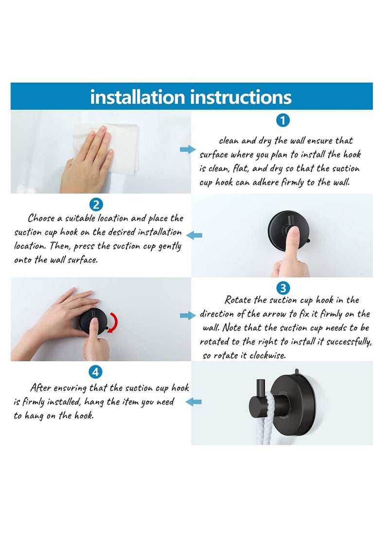 Zalcoon Vacuum Suction Cup Towel Hooks for for Bathrooms, Plating Black, Shower Hanger Hook Hanger Towel Rack Heavy Duty Wall Mounted Robe Hooks Sucker, Bathroom Organizer (Pack of 2)  - Image 3