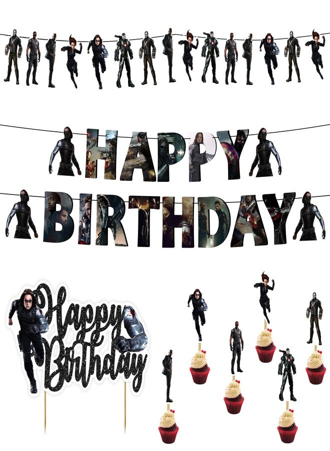 Seyal "Wntr Slder Theme Birthday Party Supplies - Superhero Birthday Decorations - Includes Banner, Cake Topper, Cupcake Toppers, Garlands, Table Decor and Party Accessories for Boys and Teens" - Image 1