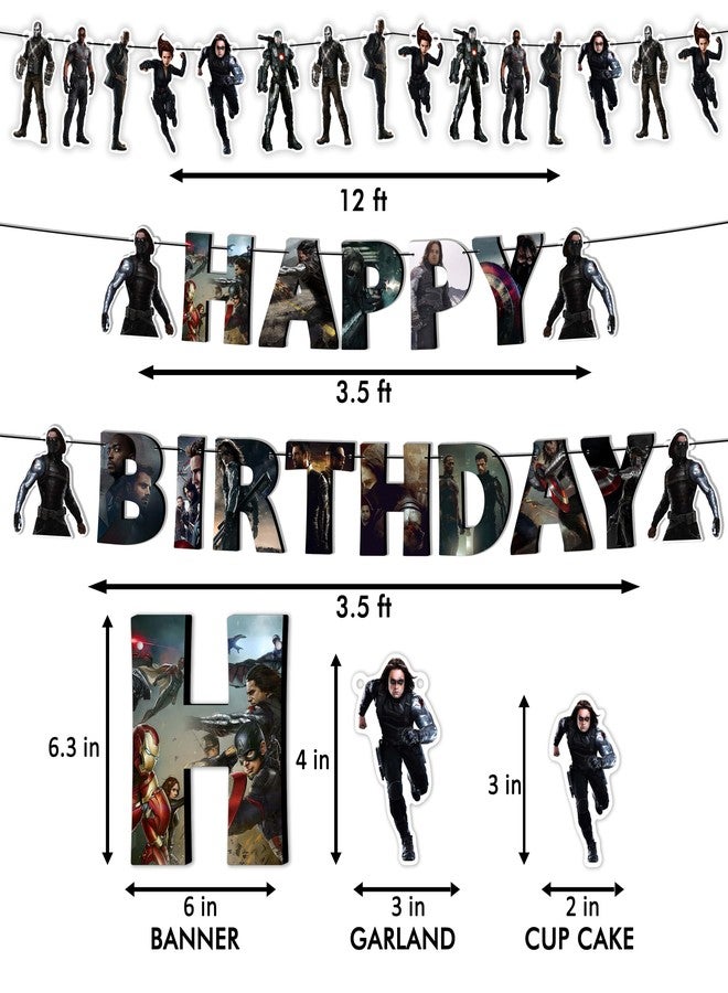 Seyal "Wntr Slder Theme Birthday Party Supplies - Superhero Birthday Decorations - Includes Banner, Cake Topper, Cupcake Toppers, Garlands, Table Decor and Party Accessories for Boys and Teens" - Image 3
