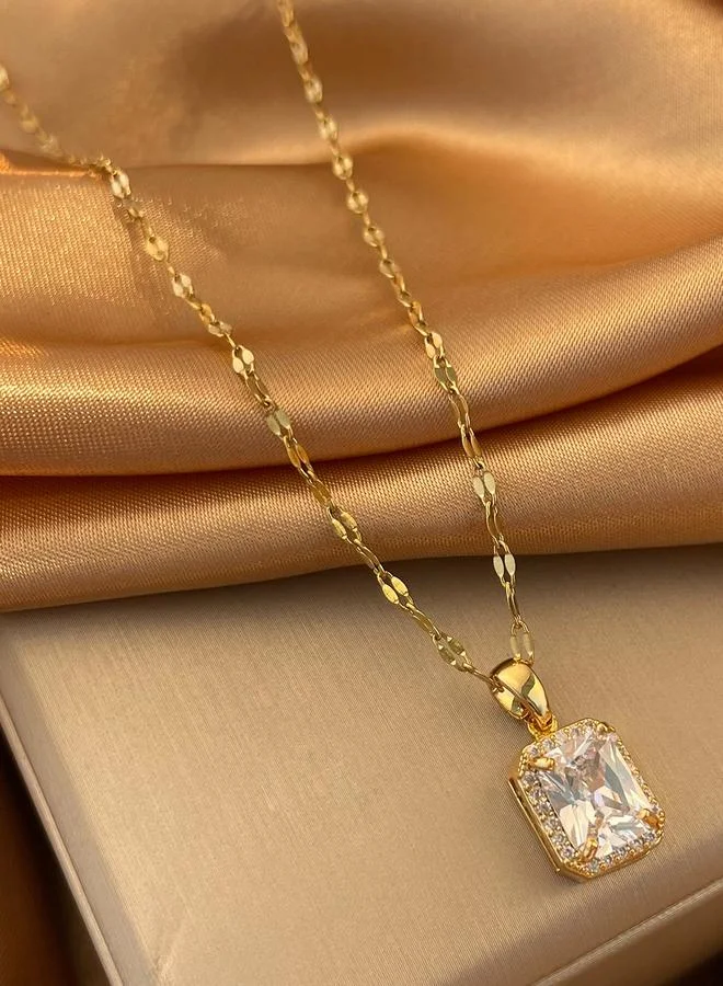 Take Two Take Two Square Embellished Drop Necklace