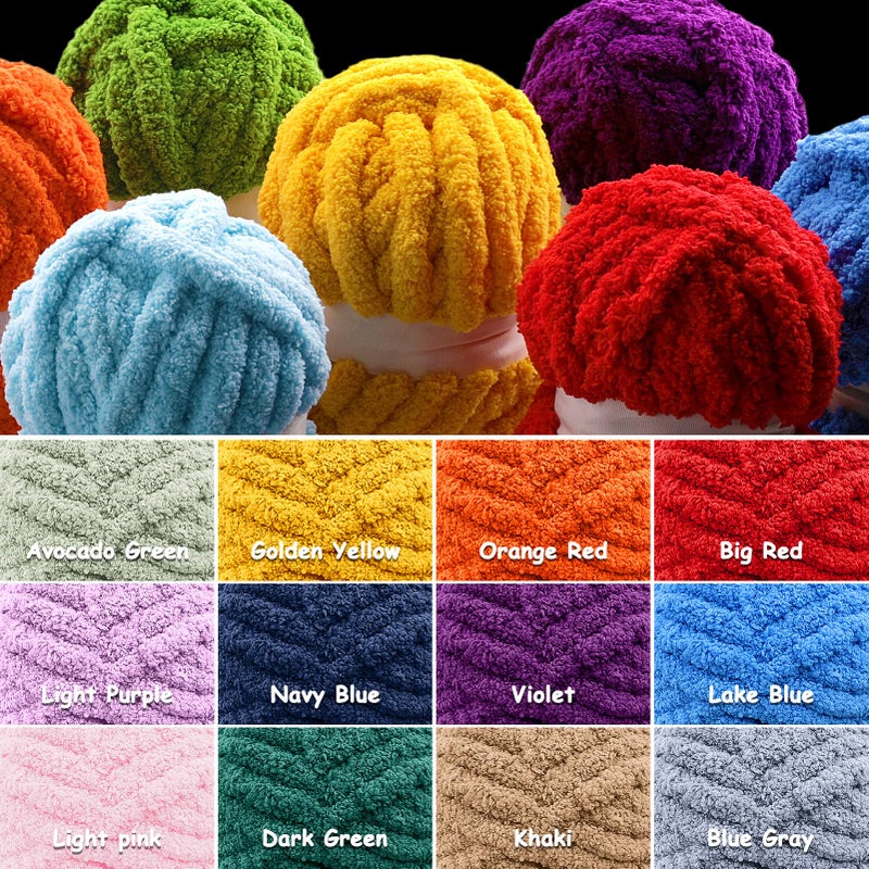 Mooaske 8 Pcs Chunky Yarn for Hand Knitting - Chunky Chenille Yarn for Crocheting - Fluffy Yarn for Crochet - Jumbo Yarn for Hand Knitting 28.4 yds 7.7 oz of Super Bulky Yarn (Violet) - Image 5