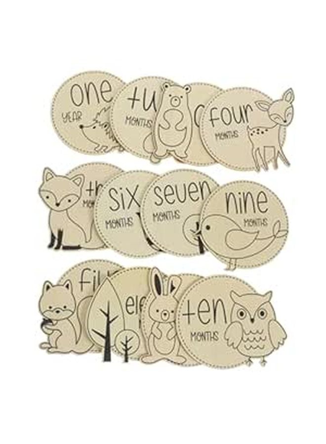 12Pcs Forest Animal Milestone Cards For Newborns Monthly Growth Photography Markers - Image 1