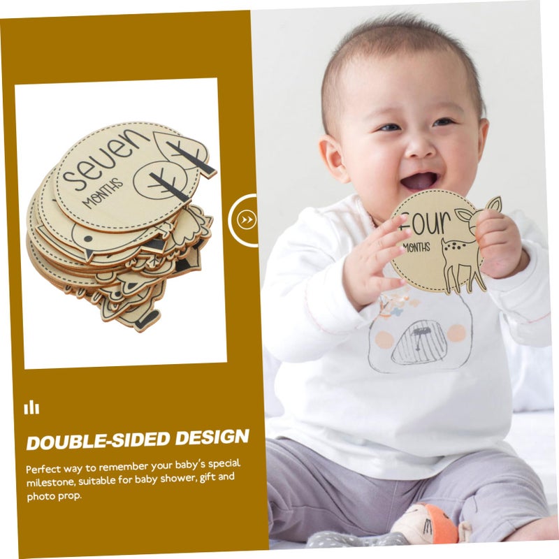 12Pcs Forest Animal Milestone Cards For Newborns Monthly Growth Photography Markers - Image 3