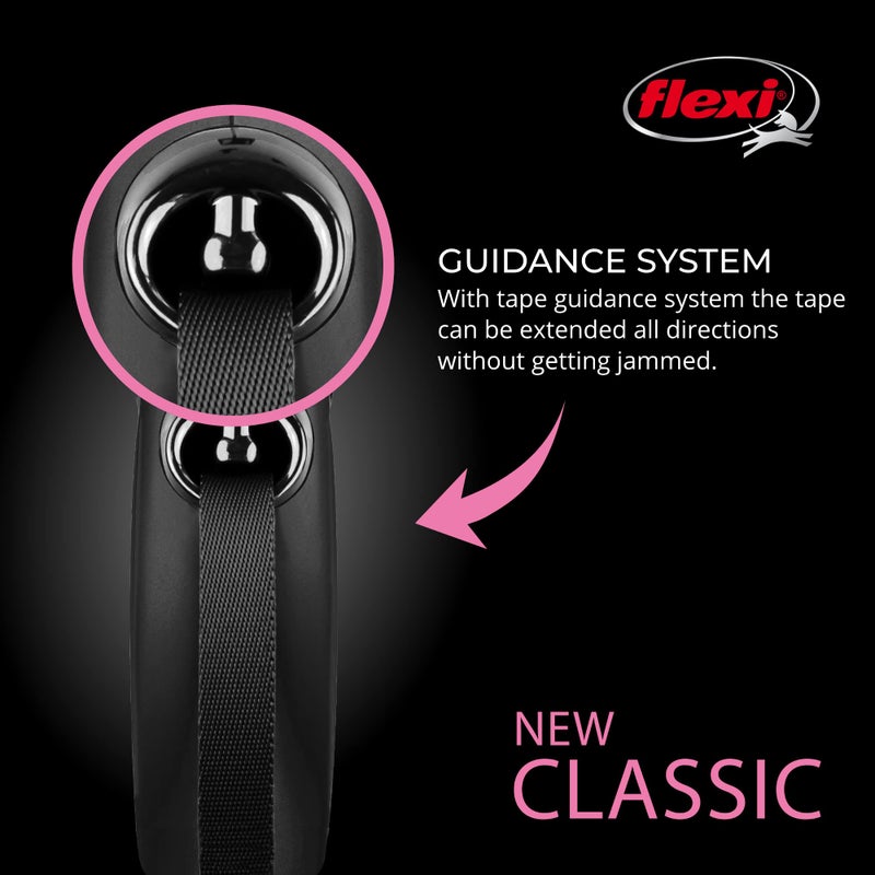 FLEXI New Classic Tape Retractable Dog Leash for Large Dogs Upto 110 lbs. â€“ 26 ft., Black | Tangle Free Pet Walking Leash with One-Handed Brake, Pause, Lock|German Quality Product - Image 4