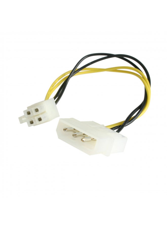 StarTech - StarTech.com 6in LP4 to P4 Auxiliary Power Cable Adapter - LP4 to 4 pin ATX - Molex to P4 Adapter - LP4 to P4 (LP4P4ADAP),Black - Image 1