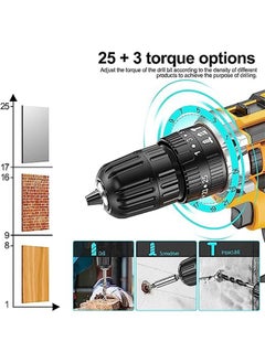 Generic 48V Cordless Drill Set, Power Drill 40Pcs with 3/8 Inch Keyless Chuck, 25+3 Clutch Electric Drill with Work Light, Max torque 45Nm, 2-Variable Speed & 2 Batteries and Fast Charger  - Image 2