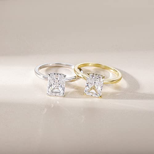 EAMTI 3CT 925 Sterling Silver Engagement Rings Radiant Cut Solitaire Cubic Zirconia CZ Wedding Promise Rings for Her Wedding Bands for Women Size 6 - Image 3