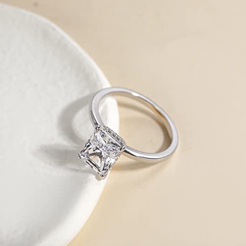 EAMTI 3CT 925 Sterling Silver Engagement Rings Radiant Cut Solitaire Cubic Zirconia CZ Wedding Promise Rings for Her Wedding Bands for Women Size 6 - Image 2