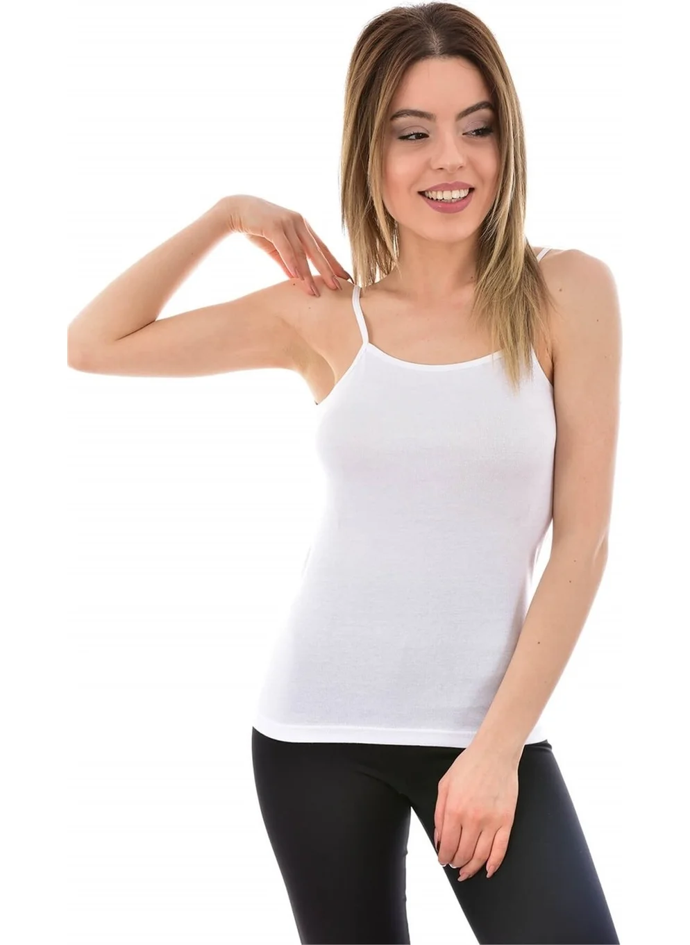 Tutku Passion 3 Pieces Women 146 Elastane Rope Strap Undershirt White