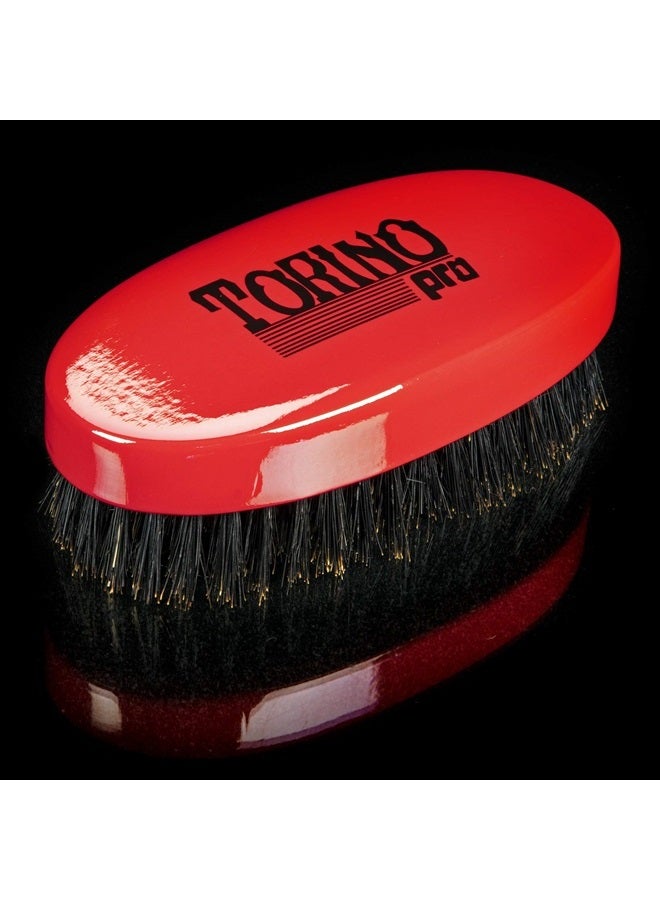 TORINO PRO WAVE BRUSHES BY BRUSH KING Torino Pro Wave Brush #1000 - By Brush King - Medium Hard Oval Palm/Military 360 Waves Brush Red - Image 2