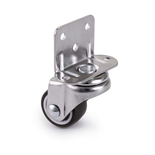 Skelang 4 Pcs 1 Inch Side Mounting Casters, TPE Swivel Plated Caster Wheels, L- Shaped Mute Wheel, Replacement for Baby Bed, Carts Trolley, Kitchen Cabinet, Furniture, Table, Loading Capacity 100 Lbs - Image 2