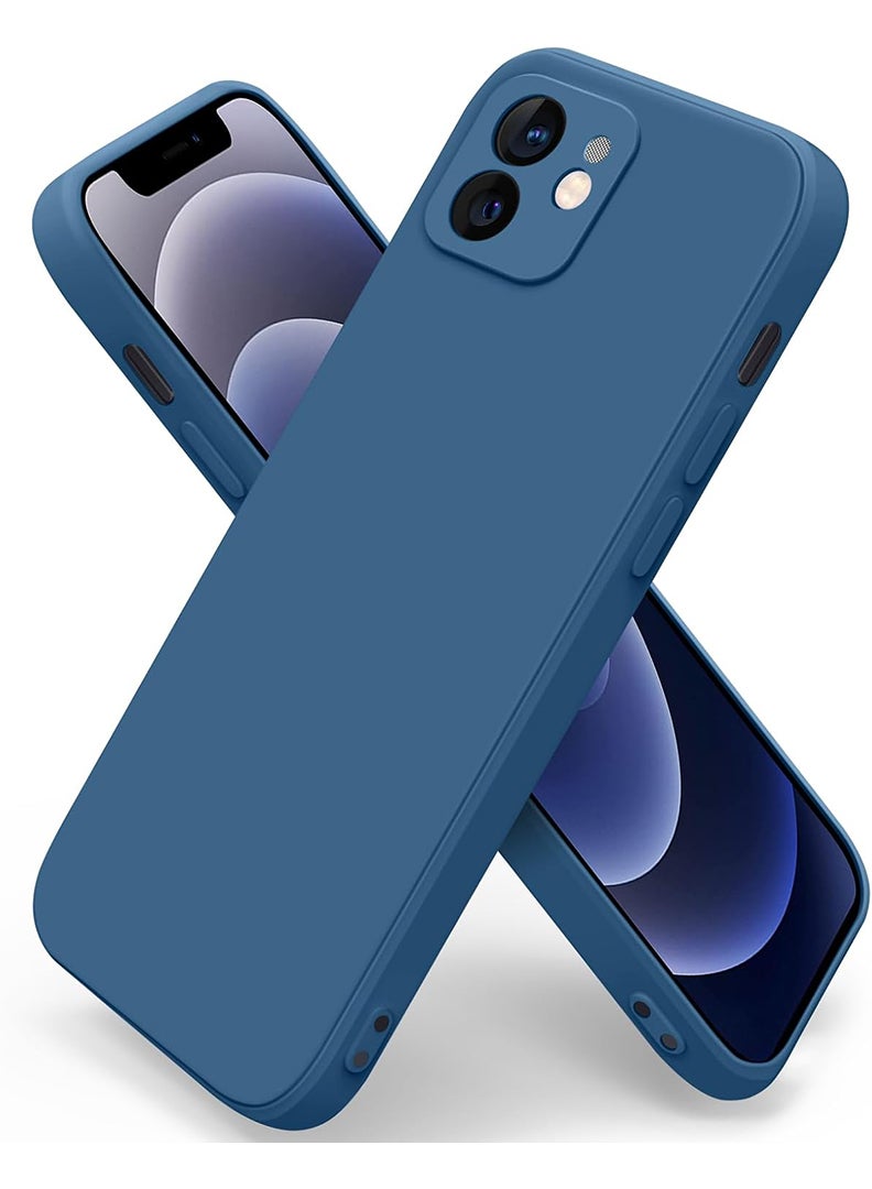 Case Up Compatible with iPhone 12 6.1 Inch Case, Premium Liquid Silicone [Camera Protection] [Soft Anti-Scratch Microfiber Lining] Shockproof Protective Slim Phone Cover for iPhone 12, Navy - Image 1