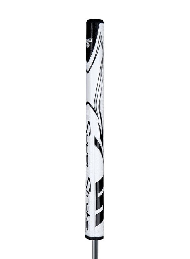 Super Stroke Zenergy Tour 3.0 Golf Putter Grip with No Taper Enhanced SPYNE Technology, New Multi-Zone Texturing and Tech-Port, White/Black - Image 1