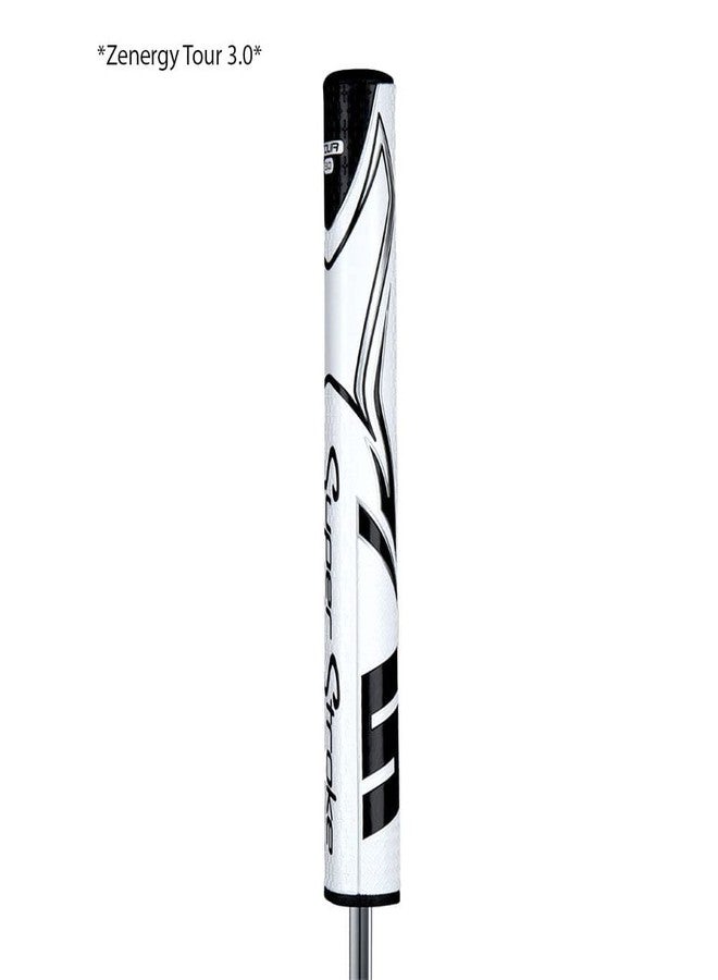 Super Stroke Zenergy Tour 3.0 Golf Putter Grip with No Taper Enhanced SPYNE Technology, New Multi-Zone Texturing and Tech-Port, White/Black - Image 2