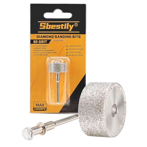 Sbestily Sanding Bits for Dremel Rotary Tool，Grinding Stone Diamond Sanding Drill Bits with 1/8" Shank - Tough Enough to Metal Rust Removal/Smoothing/Sharpening - 80 Grit 1 Pack - Image 1